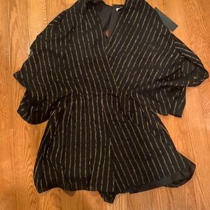 NWT HALSTON HERITAGE METALLIC STRIPED ROMPER
